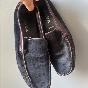 Prada Men's Dark Brown Fur Loafers